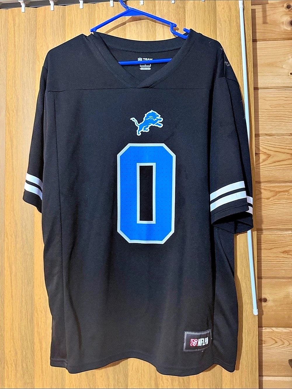 NFL Team Apparel Detroit Lions Jahmyr Gibbs #0 Black Jersey Men's Black & Blue